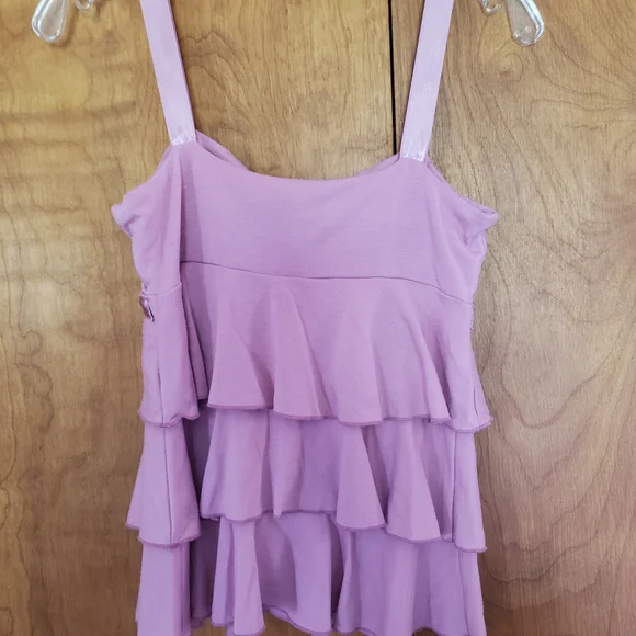 Xhilaration Dusty Rose Tiered Ruffle Tank with Satin Waist Ribbon - Picture 3 of 5